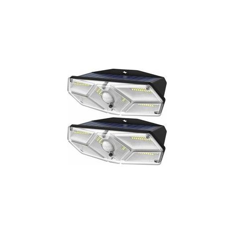 Set mit 2 wasserdichten Solarleuchten mit 104 LEDs, Bewegungsmelder, 3 Beleuchtungsmodi und 270° Abstrahlwinkel (solarbetrieben) für Garage, Garten, Einfahrt und Haustür. – Crezuo