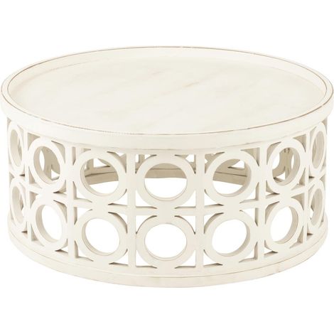 Table Basse Sculptée "Charity" 78cm Blanc (1/5)