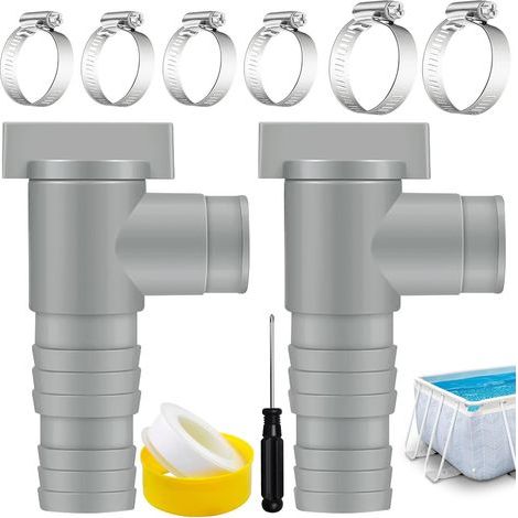 Vanne Piscine 32mm 38mm, Vanne d'entretien/D'arrêt pour Piscine avec Raccord De Tuyau De 32/38mm, Raccord Piscine 32 38, Accessoire Piscine Hors Sol, Vanne Piscine Double Split Tuyau Valve (1/5)