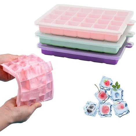 Bac à glaons, lot de 3 moules à glaons en silicone, faciles à démouler, sans BPA, pour alcool/café/boissons (rose, bleu clair, violet) (1/5)