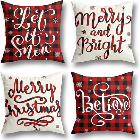 Taies d'oreiller de Noël, lot de 4, coussins de canapé pour la maison, décoration intérieure (1/5)