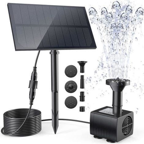 Fontaine à eau solaire avec piquet Kit de pompe à eau pour bain d39oiseaux extérieur étang piscine jardin aquariu Upgraded version (1/4)