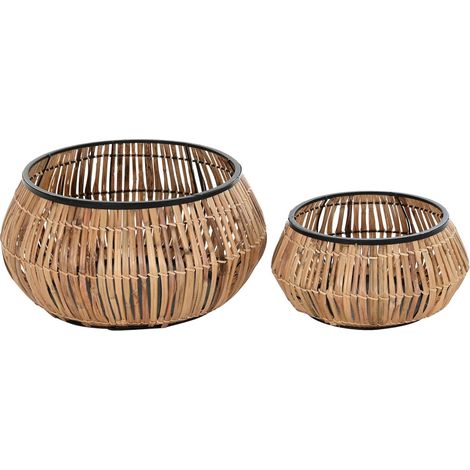 Cache-pot design élégant en rotin et métal - Noir naturel en rotin et métal (1/3)