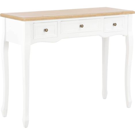 Table de console et coiffeuse avec 3 tiroirs-Table d'entrée Blanc 216744 (1/5)