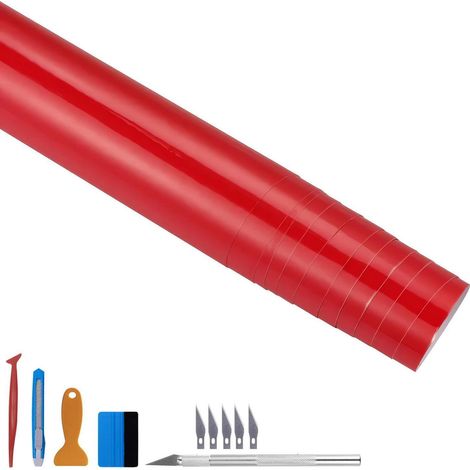 Hochglanz Vinylfolie selbstklebend, blasenfrei, rot 100x300cm (1/5)
