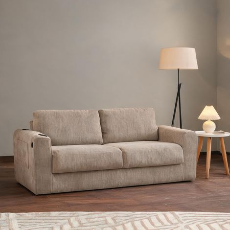 Canapé relax 2 places en tissu chenille avec rangements 220 cm (1/5)