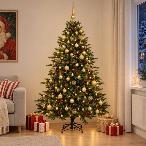 vidaXL Árbol de Navidad artificial con bolas 180 cm 300 LED (1/5)