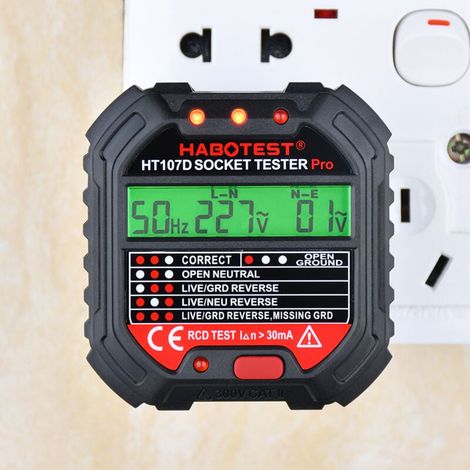 HT107D EU90-250V 45-65Hz Steckdosentester mit LCD-Bildschirm