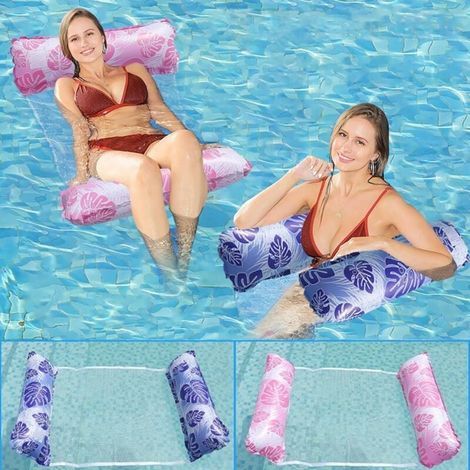 2 Pièces Hamac Piscine Gonflable, 4 en 1 Transat Piscine avec Filet, Matelas Piscine Gonflable Bouee Piscine Adulte Accessoire Piscine Hamac à Eau Jouets de Piscine pour Adult 110x 70 cm (1/4)