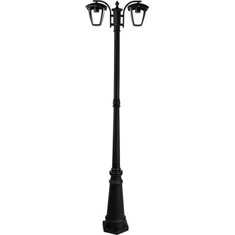 V-TAC LED-Straßenlaterne mit E27-Lampenfassung (max. 2 x 60 W), Farbe Schwarz, Höhe: 199 cm, IP44