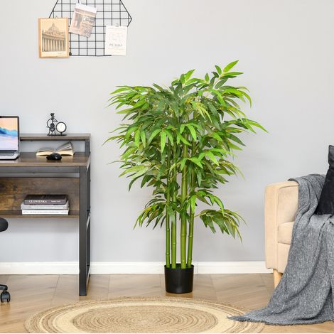 Bambou artificiel 140 cm vert en plastique avec pot lesté (1/5)