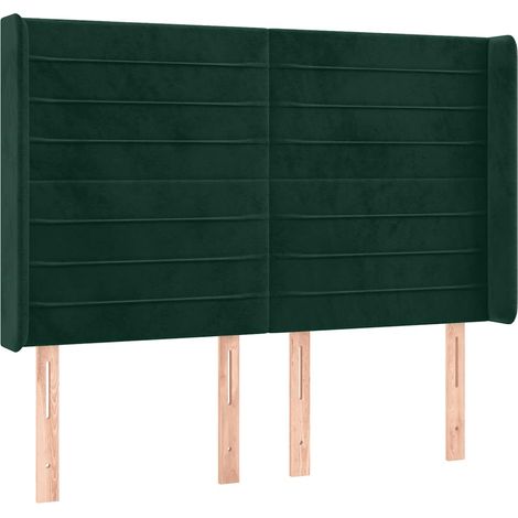 Testiera  Testata del letto ad Orecchio Verde Scuro 147x23x118/128cm in Velluto (1/5)