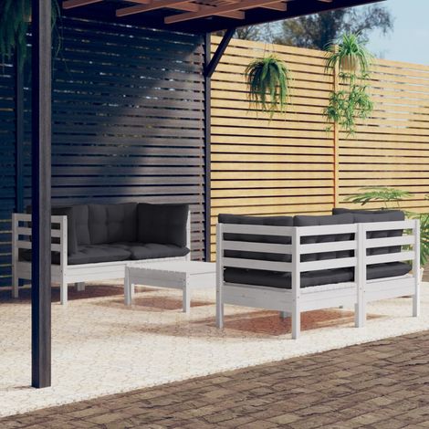 Salon de jardin 5 pcs Ensemble Table et Chaise de Jardin - avec coussins anthracite Bois de pin BV472509 - BonneVie (1/5)
