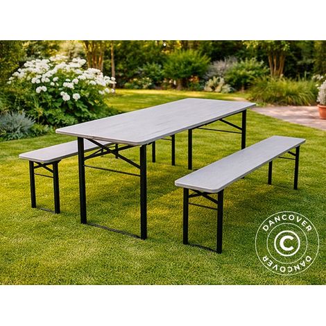Biertisch-Set, 167x50x75cm, Grau - Dancover