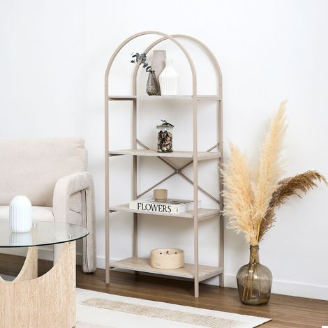Etagère 4 niveaux 60x30x142 cm décor travertin - NOVYA