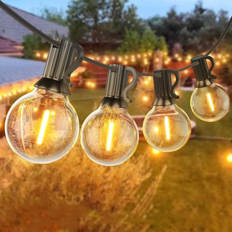 Guirlande Lumineuse Exterieure Dimmables, 45.7M Guirlande Guinguette Exterieur avec Télécommande, 75+2 Ampoules, IP45 Etanche, 2700K Blanc Chaud pour Patio, Balcon, Camping, Fêtes