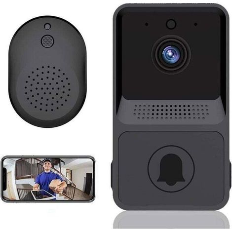 1pcsSonnette vido distance sans fil intelligente interphone domestique vision nocturne HD chargement Wifi sonnette