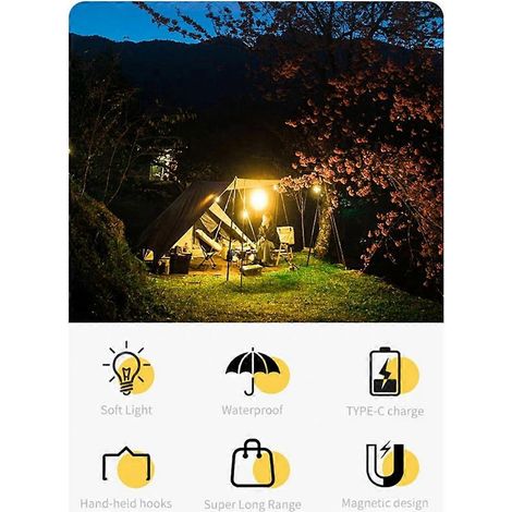 Wiederaufladbare LED-Campinglampe mit Typ-C-Ladeanschluss, Ausführung B