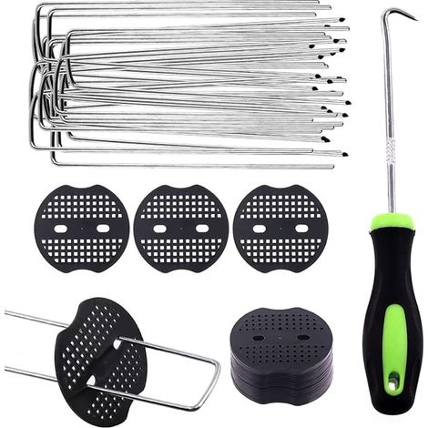 U-Shaped Agrafes de Jardin en Forme de U et Joint Fixe en Plastique avec Crochets, Assortiment pour Tuyaux d'Irrigation, Clôtures et Clous de Gazon Artificiel (1/4)