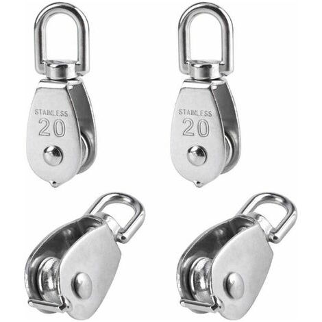 Pieces 20mm Single Pulley Stainless Steel Pulley Lifting Pulley Pulley Capacity - Silver (1/5)