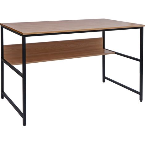 Mesa de ordenador de oficina con espacio de almacenamiento debajo del tablero 120x60 cm en MDF natural y metal 040006063