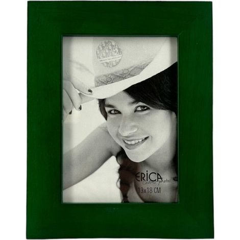 Cadre photo - Pour photo 13x18cm - Bois - Vert - A suspendre ou à poser