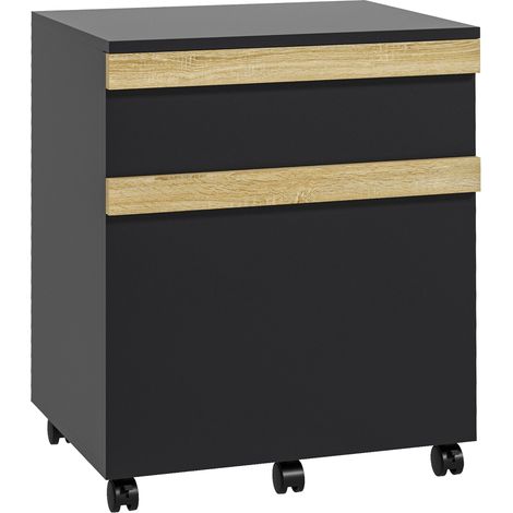 Caisson de bureau JOKARI aspect chêne clair et noir (1/5)