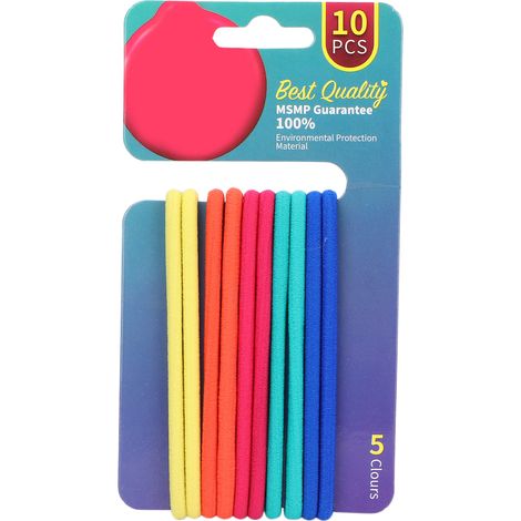Élastique à cheveux femme fille, set de 2 cordons tendance simple, maintien queue de cheval, accessoire coiffure rouge et jaune (1/5)