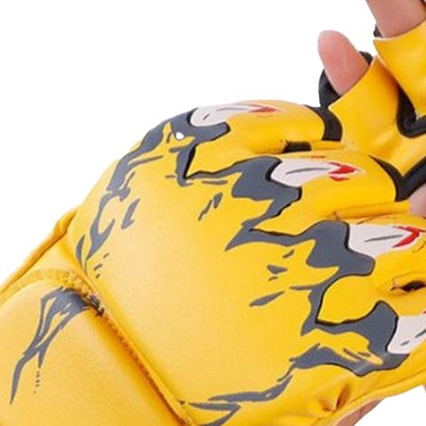 Gants de boxe demi-doigts, gants de frappe paumes ouvertes, gants de combat, de kickboxing et de sparring pour hommes et femmes, entraînement de boxe, jaunes (1/5)