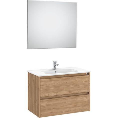 MUEBLE LAVABO 1000MM TENET 2 CAJONES + ESPEJO Y APLIQUE LED NOGAL