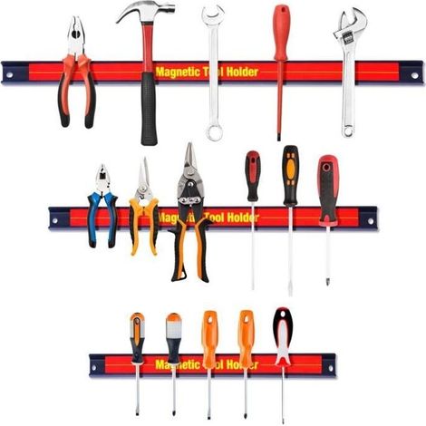 3 Barres Magnétiques Barre Aimantée Puissant pour Outils Porte-outils Mural Porte-Couteaux en Acier 20cm 30cm 46cm Max 13 kg (1/4)