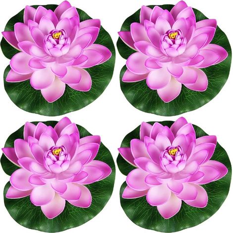 QAZQA 4Pcs Artificielle Nénuphar Violet Flottant Lotus Mousse Flottante Plantes 10cm Simulation Lotus Étanche Fleur de Lotus Décoration de Mariage Bassins Jardin Aquarium de Plantes (1/5)