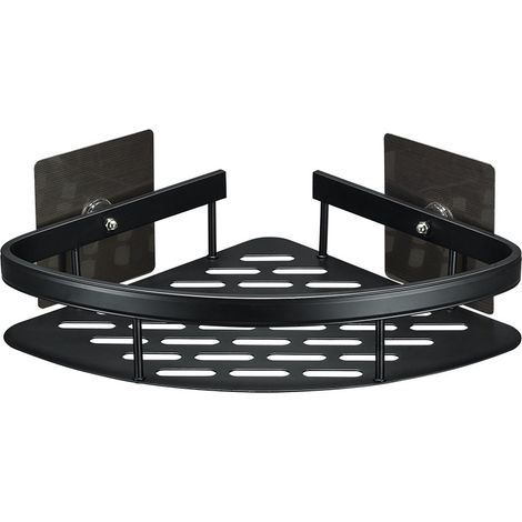 Étagère de salle de bain - Coin d'étagère triangulaire-22x29×5.5CM, (Noir) 1pc (1/5)
