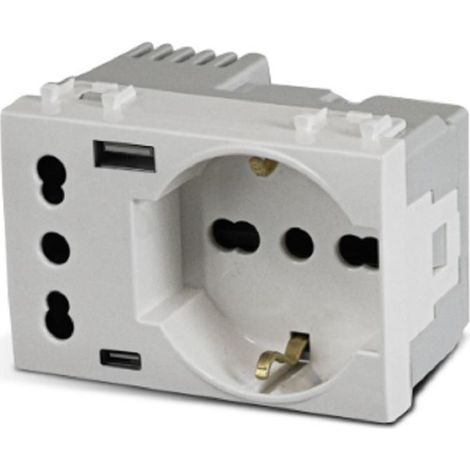 Ave presa schuko+ita+usb a/c domus 3m 44109015usb (1/3)