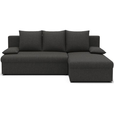 Sofá de esquina Gris oscuro 3 plazas con cama 124x201cm 206x90x146cm GINA (1/5)