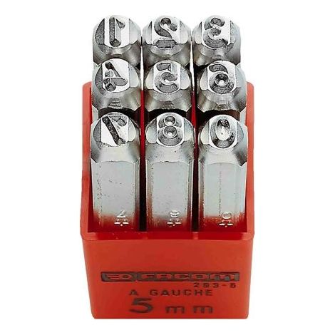 Facom – Kit de poinçons à frapper 9 pièces – Hauteur de caractère 4mm – Longueur 75mm – Largeur 8mm pour gravure précise