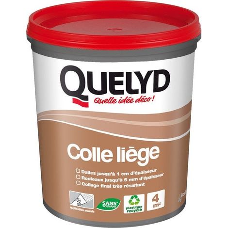 Colle liège 1 kg – Collage mural intérieur – Épaisseur max 1 cm – Résistant sans solvant – Couvre jusqu'à 4 m² – Quelyd