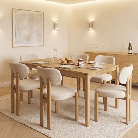WAFTING Lot de 6 Chaises Salle à Manger, Charge Max. 200 kg, Style Scandinave, Rembourrées, Pieds Acier, Beige (1/5)