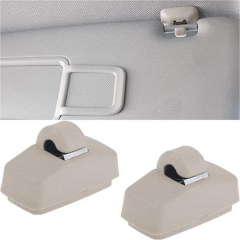 2 Pièces Clip Pour Visière De Voiture, Voiture Support Clip De Pare-Soleil, Crochet Pour Pare-Brise, Intérieur Pare-Soleil Crochet Support D'attache La Plupart Des Voitures(Beige) (1/5)