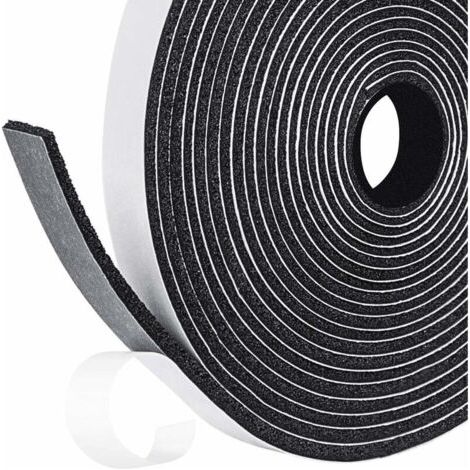 Bande adhésive en mousse caoutchouc pour isolation porte et fenêtre – Étanche à l'air et à l'humidité – 4 rouleaux 12mm x 3mm x 5m (1/4)