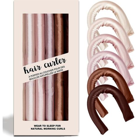Bâtonnets à friser sans chaleur - Bâtonnets à friser sans chaleur avec revêtement satiné pour cheveux longs, flexibles pour tous types de cheveux (1/5)