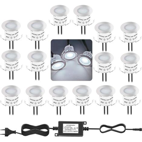 Kit Éclairage LED 12V IP67 – 4000K Blanc Naturel – 16 Lumières Étanches pour Escalier, Salle de Bain, Jardin (1/5)