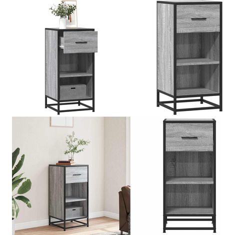 vidaXL Sideboard Grau Sonoma 35,5x35x76 cm Holzwerkstoff und Metall (1/5)