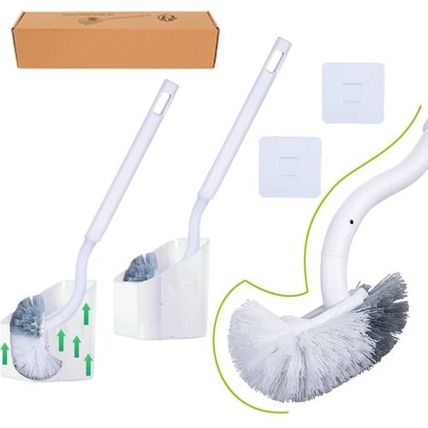 2er-Pack Toilettenbürste und Halter, Badezimmer-Toilettenbürste mit langem Kunststoffgriff, Toilettenbürste mit starken Borsten für die Toilettenreinigung, Tiefenreinigung (1/4)