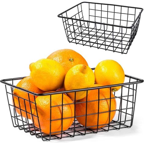 Metallorganizer, schwarzer Drahtkorb für Obst, dekorative Gewürze (1/5)