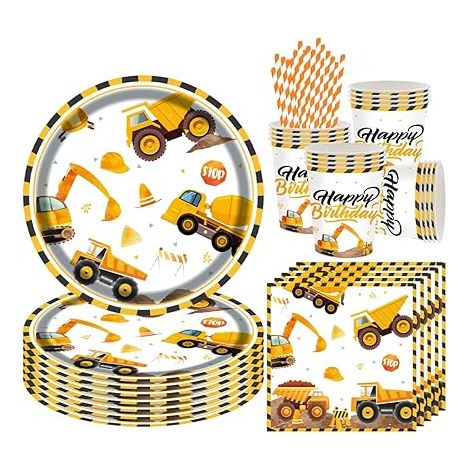 Véhicule de Chantier Vaisselle Fete Anniversaire Decoration Enfant Assiette Tasse Serviette (1/5)