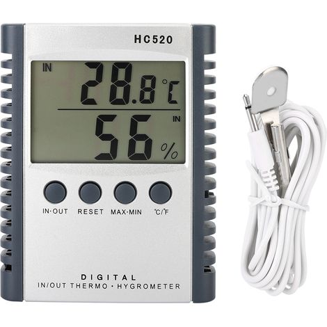 Thermomètre Hygromètre Digital Thermomètre Intérieur Extérieur Affichage LCD Enregistrement Min/Max Alarme Gel ABS Compact (1/5)