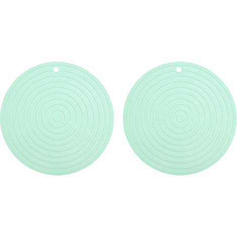 Lot de 2 dessous de plat en silicone résistant à la chaleur, avec ouvre-bocal flexible et antidérapant, vert.