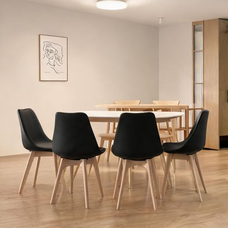 Chaise de salle à manger pivotante en simili cuir noir bois (1/5)