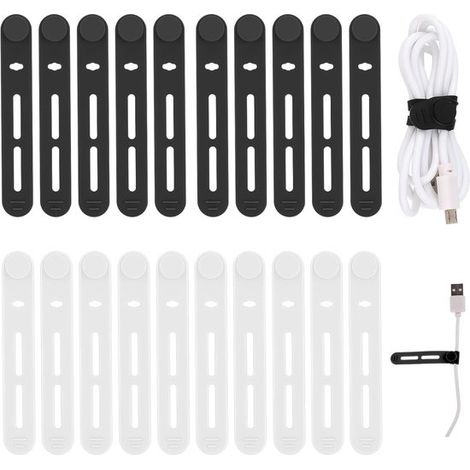 20-teiliges wiederverwendbares multifunktionales Silikon-Kabelbinder-Organizer-Set (1/5)